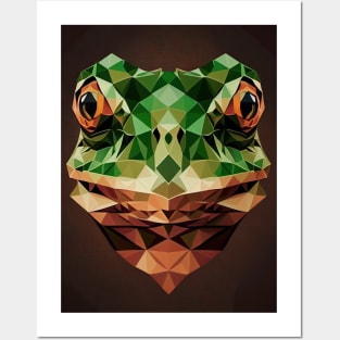 Triangle Frog - Abstract polygon animal face staring Posters and Art